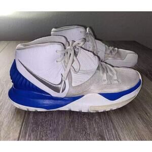 Nike Kyrie 6 Trainers Youth US Size 5.5 Basketball Shoes White Blue Leather Mesh